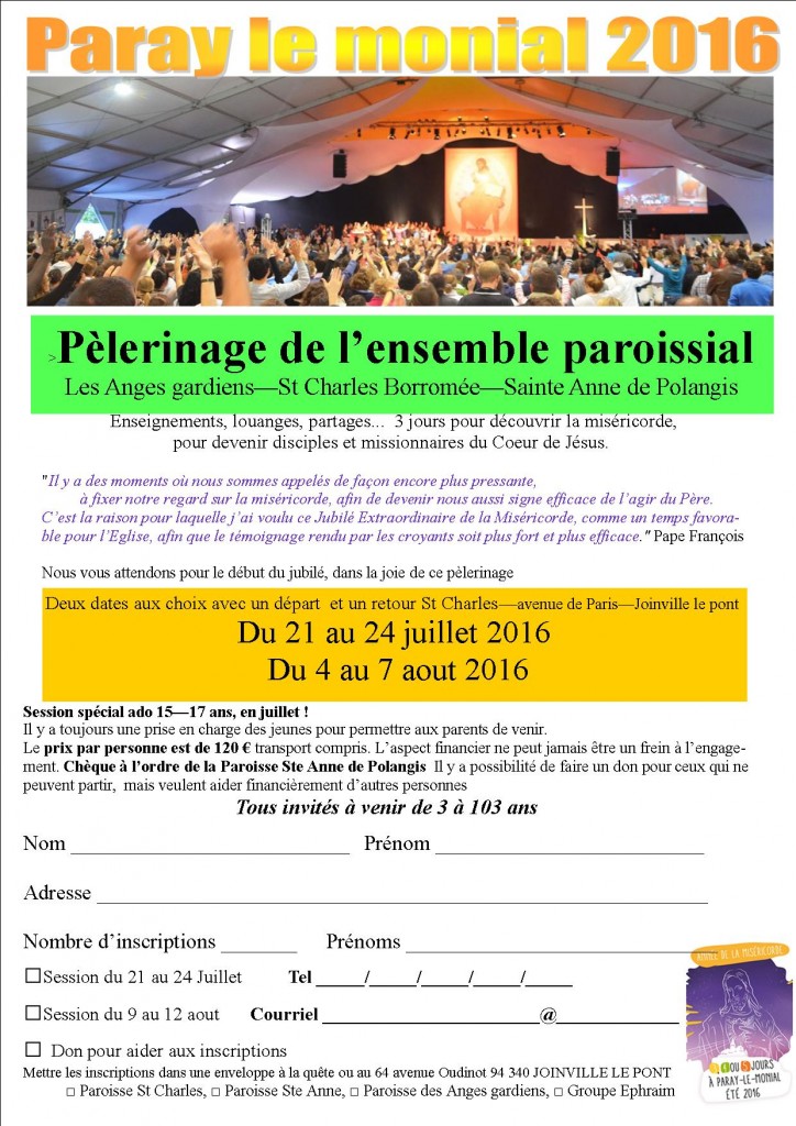 Pélerinage 2016 à Paray-Le-Monial