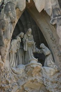 Présentation de Jésus au Temple. façade de la Sagrada Familia, Barcelone